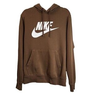 Nike Hoodie Men's Sz S Brown Sportswear Club Swoosh Logo Streetwear Sweatshirt